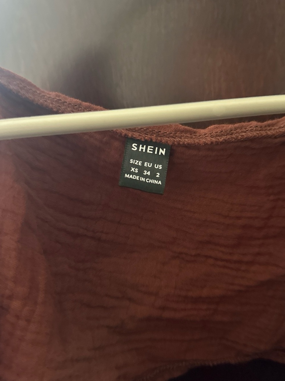SHEIN Rust-Brown Tie-Front Cropped Top - Picture 2 of 2
